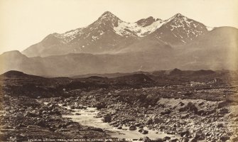 View of landscape.
Titled: 'Sguir-na-gillean from the bridge, Sligachan, Skye.1511 G.W.W.'
PHOTOGRAPH ALBUM No.33: COURTAULD ALBUM.

