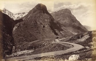 View of road into Glen Coe. 
Titled: 'Pass of Glen Coe from near the Bridge of the Three Waters. 160 J.V.'
PHOTOGRAPH ALBUM No.33: COURTAULD ALBUM.