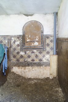 South range. View of horse stall painted decoration.