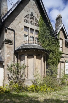 View of gabled bay on south elevation with ground floor bay window, taken from south west.