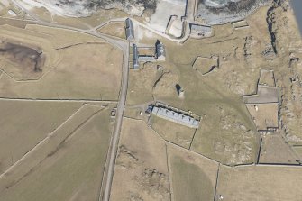 Oblique aerial view of Hynish, Tiree, looking NE.