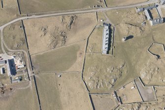 Oblique aerial view of Hynish, Tiree, looking NNW.