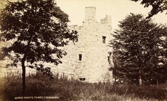 View of castle tower.
Titled: 'Queen Mary's Tower, Lochleven'
PHOTOGRAPH ALBUM No.33: COURTAULD ALBUM.