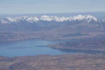 General oblique aerial view of the Cuillin Hills, Skye, looking WNW.