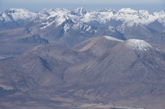 General oblique aerial view of the Cuillin Hills, Skye, looking W.