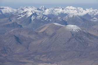 General oblique aerial view of the Cuillin Hills, Skye, looking W.