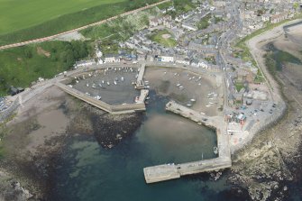 Oblique aerial view of Stonehaven Harbour, looking W.