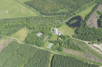 Oblique aerial view of Cairnbulg Castle, looking NNW.
