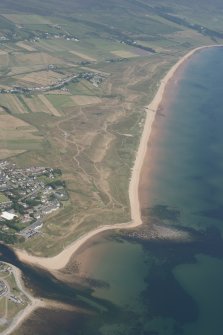 Oblique aerial view of Brora Golf Course, looking N.