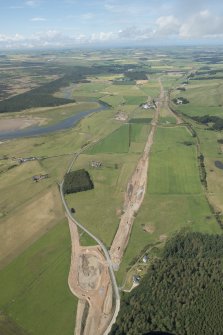 Oblique aerial view of the A75 Dunragit bypass construction works.