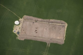 Oblique aerial view centred on the Glasgow University excavations at Leadketty, looking W.