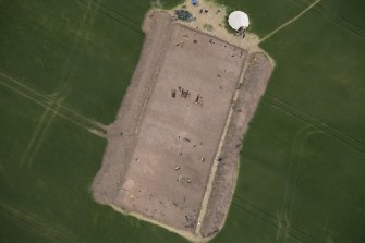 Oblique aerial view centred on the Glasgow University excavations at Leadketty, looking ESE.
