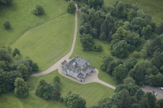 Oblique aerial view of Leith Hall, looking to the S.