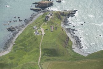Oblique aerial view of Old Slains Castle, looking to the ESE.