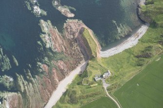 Oblique aerial view of Dundarg Castle, looking to the NE.