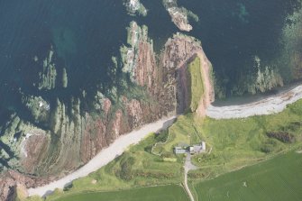 Oblique aerial view of Dundarg Castle, looking to the N.