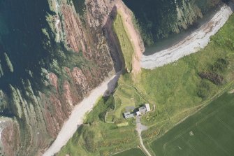 Oblique aerial view of Dundarg Castle, looking to the NE.