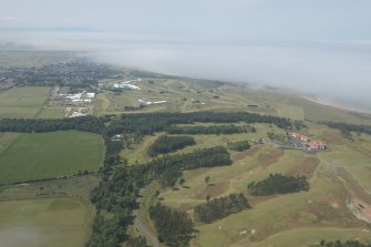 General oblique aerial view of Gullane and Murfield Golf Course, looking W.