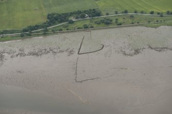 Oblique aerial view of the fish traps at Whinbrae, looking S.