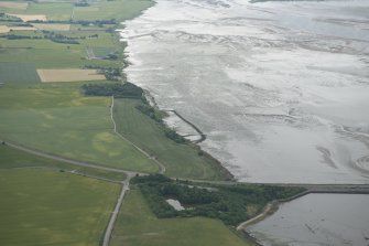 Oblique aerial view of the fish trap at Balcladaith, looking WSW.