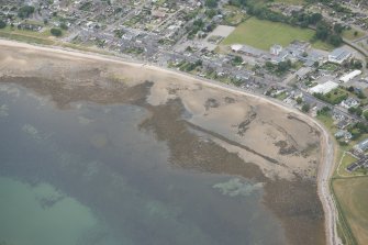 Oblique aerial view of a fish trap at Golspie, looking NW.