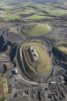 General oblique aerial view of St Ninian's Open Cast Mine, centred on the Sculptured Landscape by Charles Jenks, looking to the ENE.