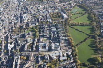 Oblique aerial view of the site of the Quartermile development, looking to the E.