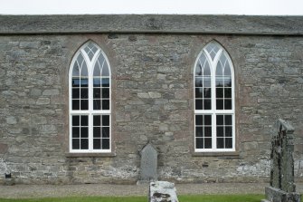 View of arched windows on south facade