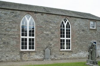 View of arched windows on south facade