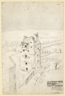 Sketch view from SE of Amisfield Tower.