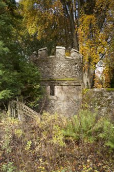 Detail of North tower from within the garden.