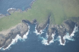 Oblique aerial view of Fianuis, North Rona, looking to the SE.