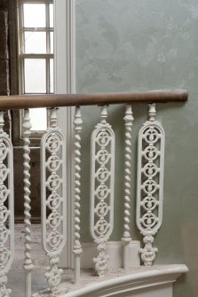 Interior. First floor. Main staircase. Detail of balustrade.