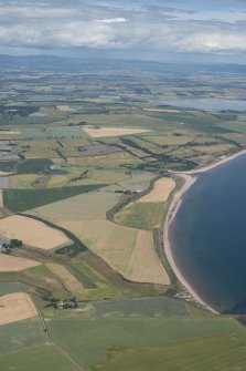 General oblique aerial view of the Newbarns area Lunan Bay, looking N.