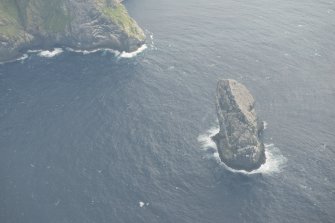Oblique aerial view of Stac Lee, St Kilda, looking to the SE.