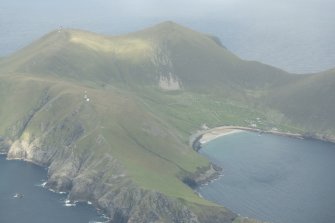 General oblique aerial view of Hirta, St Kilda, centred on Village Bay, looking to the NNW.