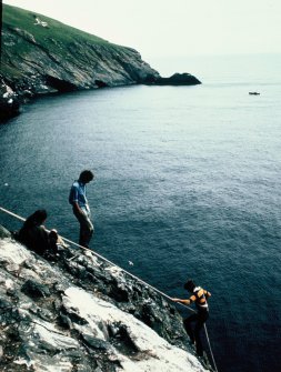 Stuart Murray, Mary Harman and S Rae roping off the pitch, Stac Lee.
