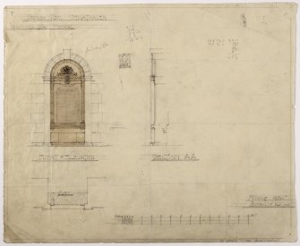 Parish Kirk Strathaven Proposed War Memorial. Plan, section and elevation.