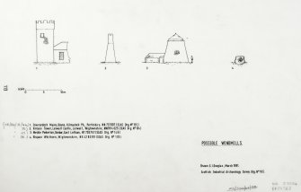 Comparative drawing 
Inscr: 'Possible Windmills'	
Signed: 'G.J. Douglas'