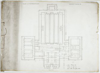 Plan of Foundations. County Room No. I.
Lithograph copy of drawings by John Cunningham, Archt.