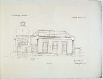 Longitudinal Section on the AB. County Room No. VIII.
Lithograph copy of drawings by John Cunningham, Archt.