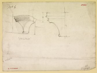 Section and sketch of corbel, Lindores Abbey.
