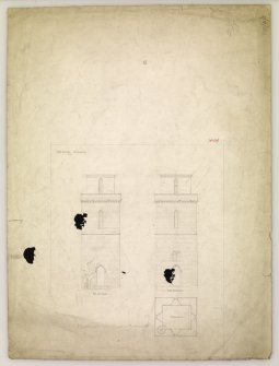 South east and south west elevations and plan of tower, Kirkcaldy Old Parish Church.