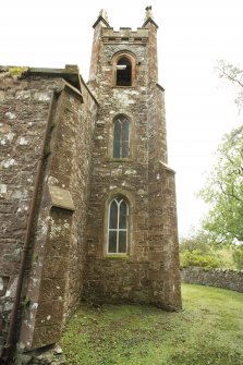 General view of parish church tower showing blind windows taken from the north.