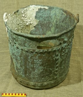 Copper kettle recovered by John Dadd in 1979 (DP79/002). Scale 15 centimetres. (Colin Martin)