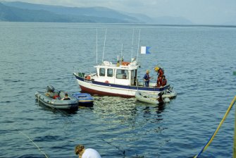 The Archaeological Diving Unit paid regular visits to the site during the excavation period between 1997 and 2003 in their research vessel Xanadu. (Colin Martin)
