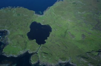 Aerial photograph of the headland fort, canal, and loch from the S. (Colin Martin)