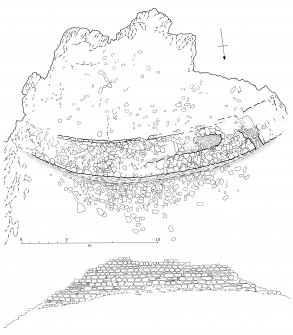 Plan and N elevation of the headland fort at Rubh’ an Dùnain. (Colin Martin)