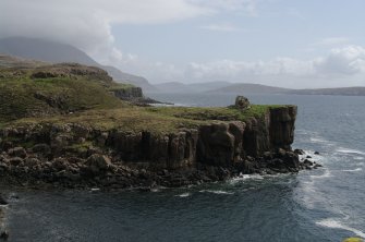 Headland fort from the W. Note the likelihood that much of its seaward interior has been lost to rock fall. (Colin Martin)