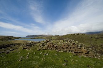 Headland fort, wall from interior looking N over Loch na h-Airde. (Edward Martin)
